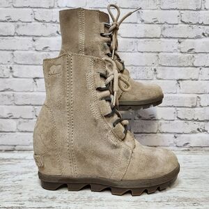 Sorel Joan of Arctic Wedge II Wedge Brown Suede Leather Girls Size 1 Boots 10175